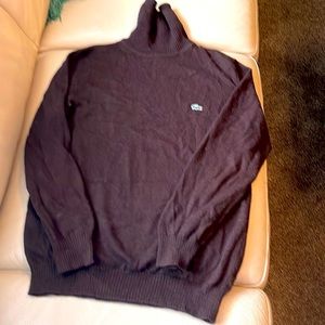Brown wool Lacoste sweater designed in France made in  Peru